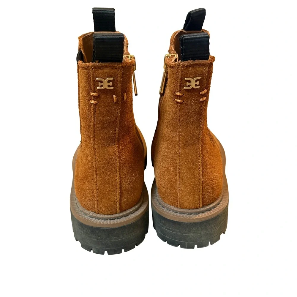 Sam Edelman‎ Laguna Kids Suede Leather Chelsea Boots Ginger Brown Lug Sole 1Y